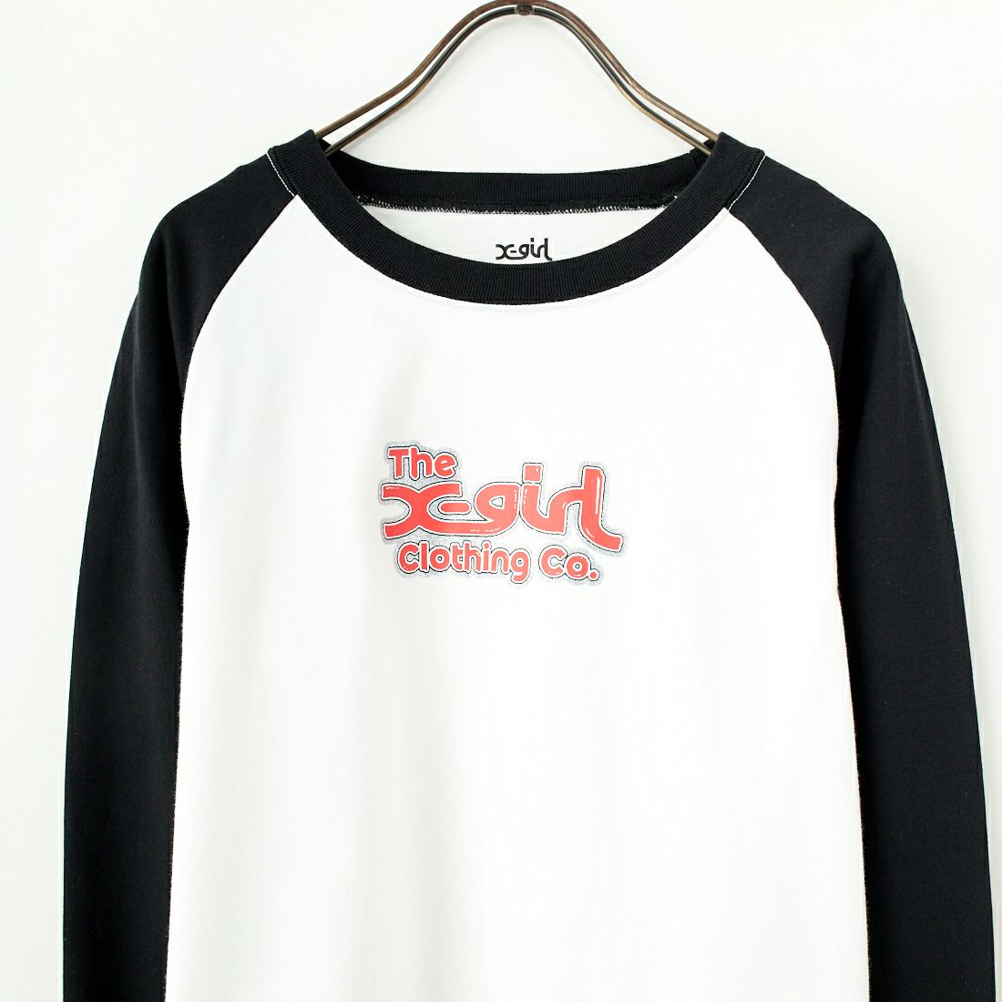 X-girl [エックスガール] ラフミルズロゴ ロングスリーブクロップドTシャツ [105251011017] WHITE