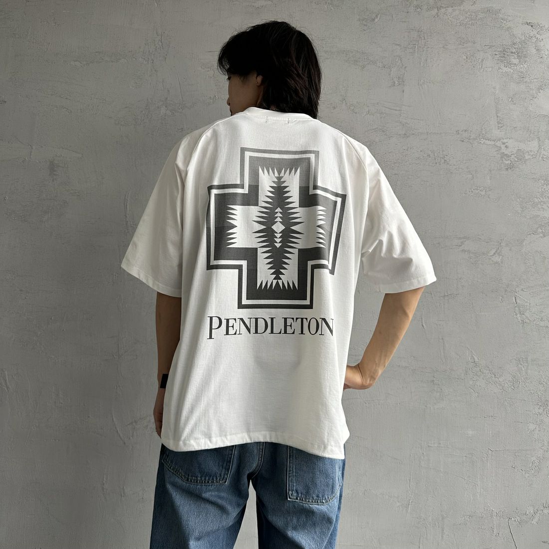 【予約商品】PENDLETON [ペンドルトン] 別注 ドローコード付き ネイティブ柄バックプリントTシャツ [5275-0204-JF]