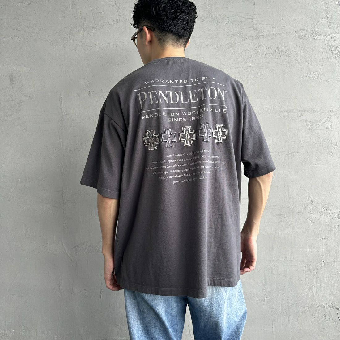 【予約商品】PENDLETON [ペンドルトン] 別注 ピグメント染め ヒストリーロゴバックプリントTシャツ [5275-0207-JF]