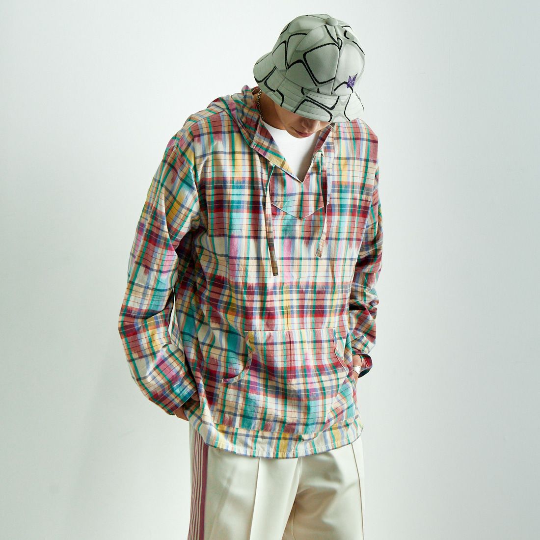 South2West8 [サウスツーウエストエイト] メキシカンパーカー [QV626] A BEG/NVY &&モデル身長：179cm 着用サイズ：M&&