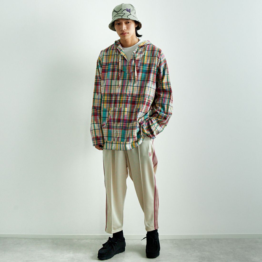 South2West8 [サウスツーウエストエイト] メキシカンパーカー [QV626] A BEG/NVY &&モデル身長：179cm 着用サイズ：M&&