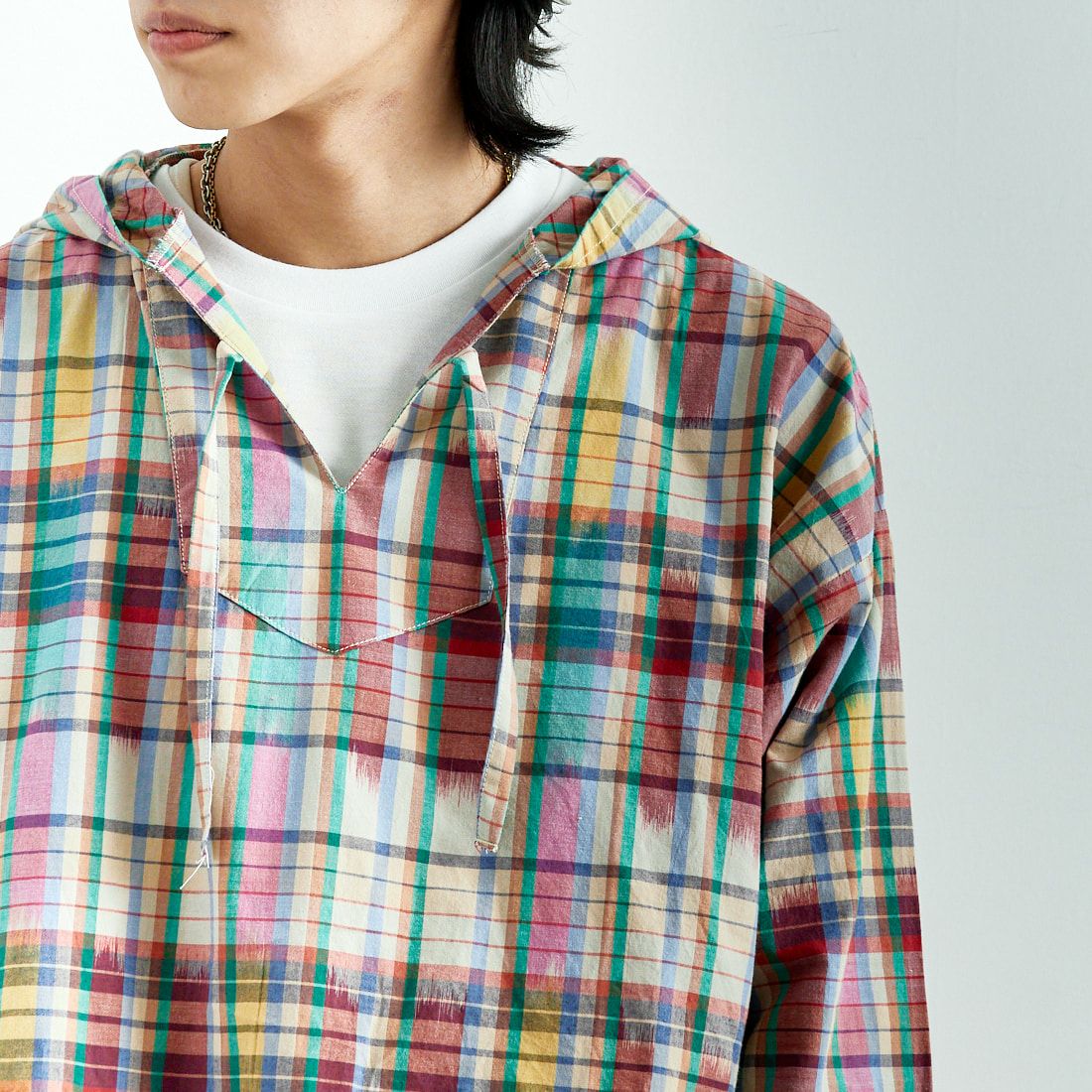 South2West8 [サウスツーウエストエイト] メキシカンパーカー [QV626] A BEG/NVY &&モデル身長：179cm 着用サイズ：M&&