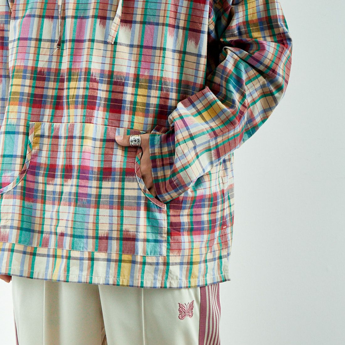 South2West8 [サウスツーウエストエイト] メキシカンパーカー [QV626] A BEG/NVY &&モデル身長：179cm 着用サイズ：M&&