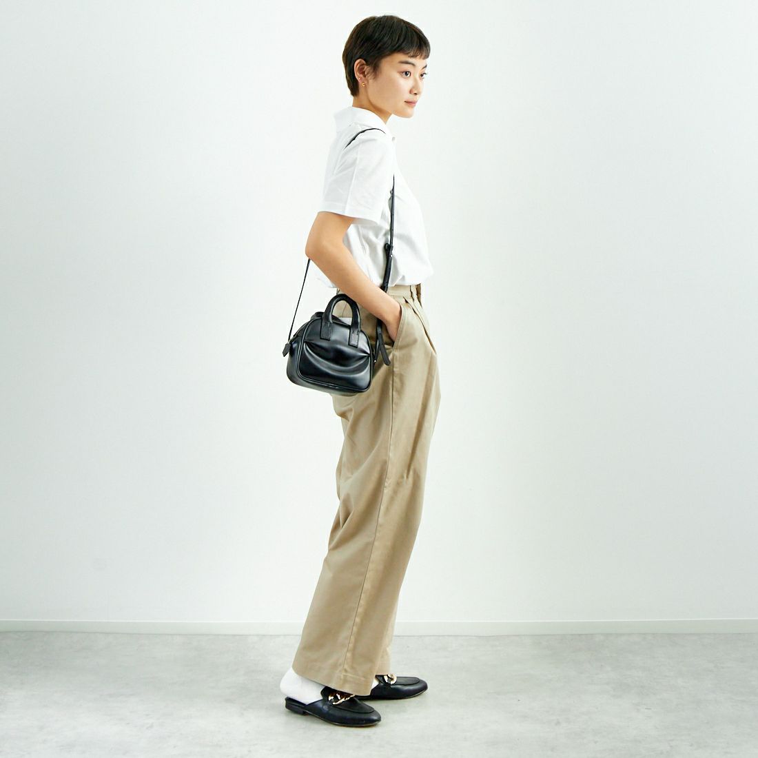 A.P.C. [アー・ペー・セー] スタンダードポロシャツ [POLO-STANDARD] 90 BLANC &&モデル身長：160cm 着用サイズ：XS&&