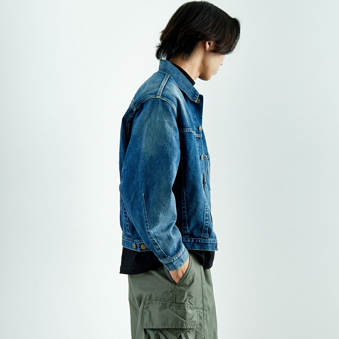 Needles [ニードルズ] ダーツボトムジーンジャケット [QV158] A INDIGO &&モデル身長：179cm 着用サイズ：M&&