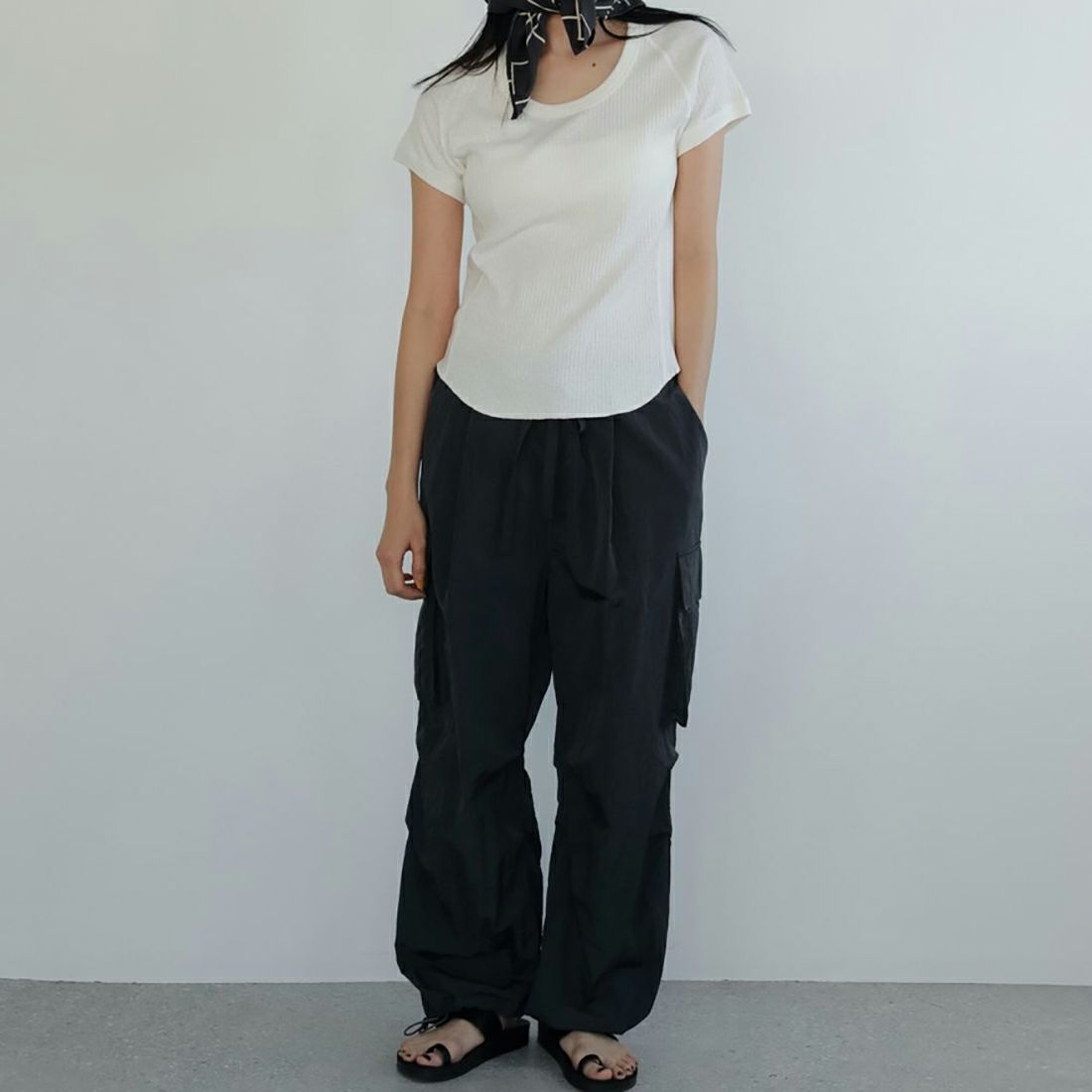 anuke [アンヌーク] ナイロンカーゴパンツ [62510703] BLK