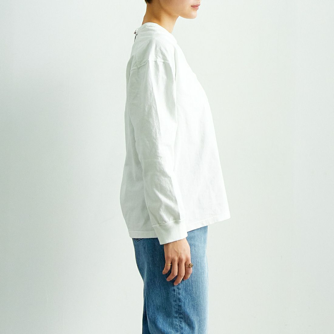 THE NORTH FACE PURPLE LABEL [ザ ノースフェイス パープルレーベル] 7oz ロングスリーブTシャツ [N25SI101] OP OW/PP &&モデル身長：160cm 着用サイズ：WM&&