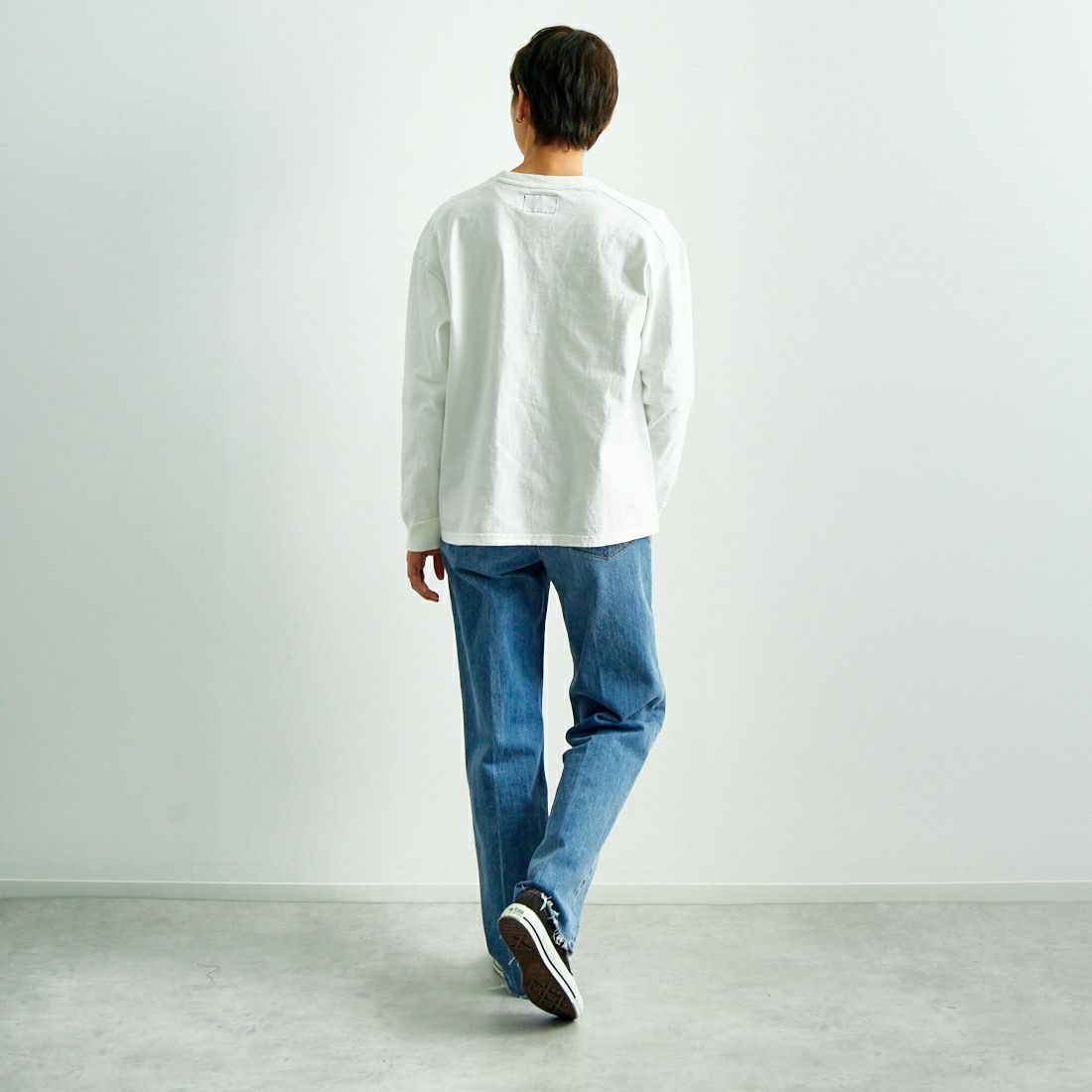 THE NORTH FACE PURPLE LABEL [ザ ノースフェイス パープルレーベル] 7oz ロングスリーブTシャツ [N25SI101] OP OW/PP &&モデル身長：160cm 着用サイズ：WM&&