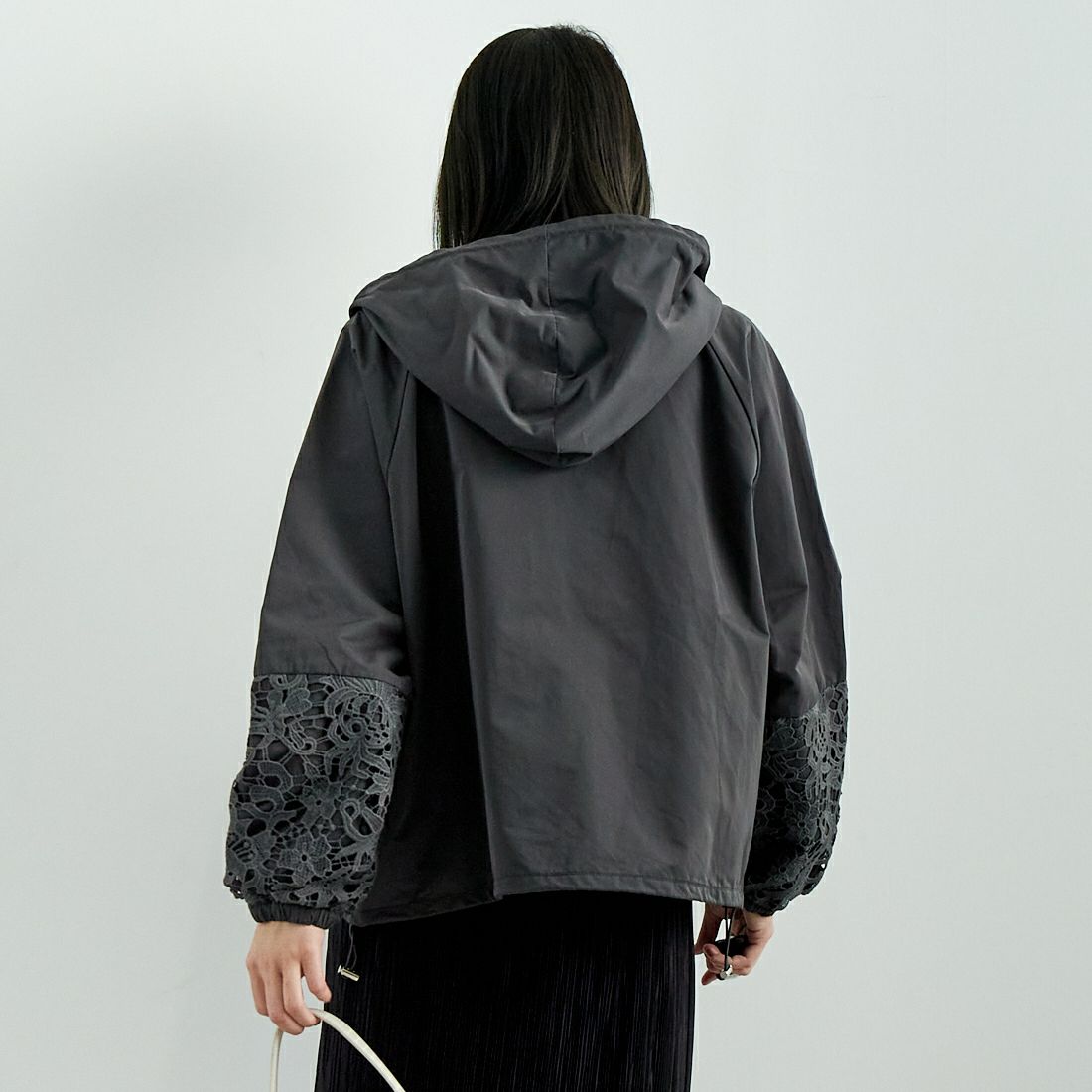 Jeans Factory Clothes [ジーンズファクトリークローズ] レースコンビパーカー [151201] 08 ﾁｬｺｰﾙ &&モデル身長：167cm 着用サイズ：F&&