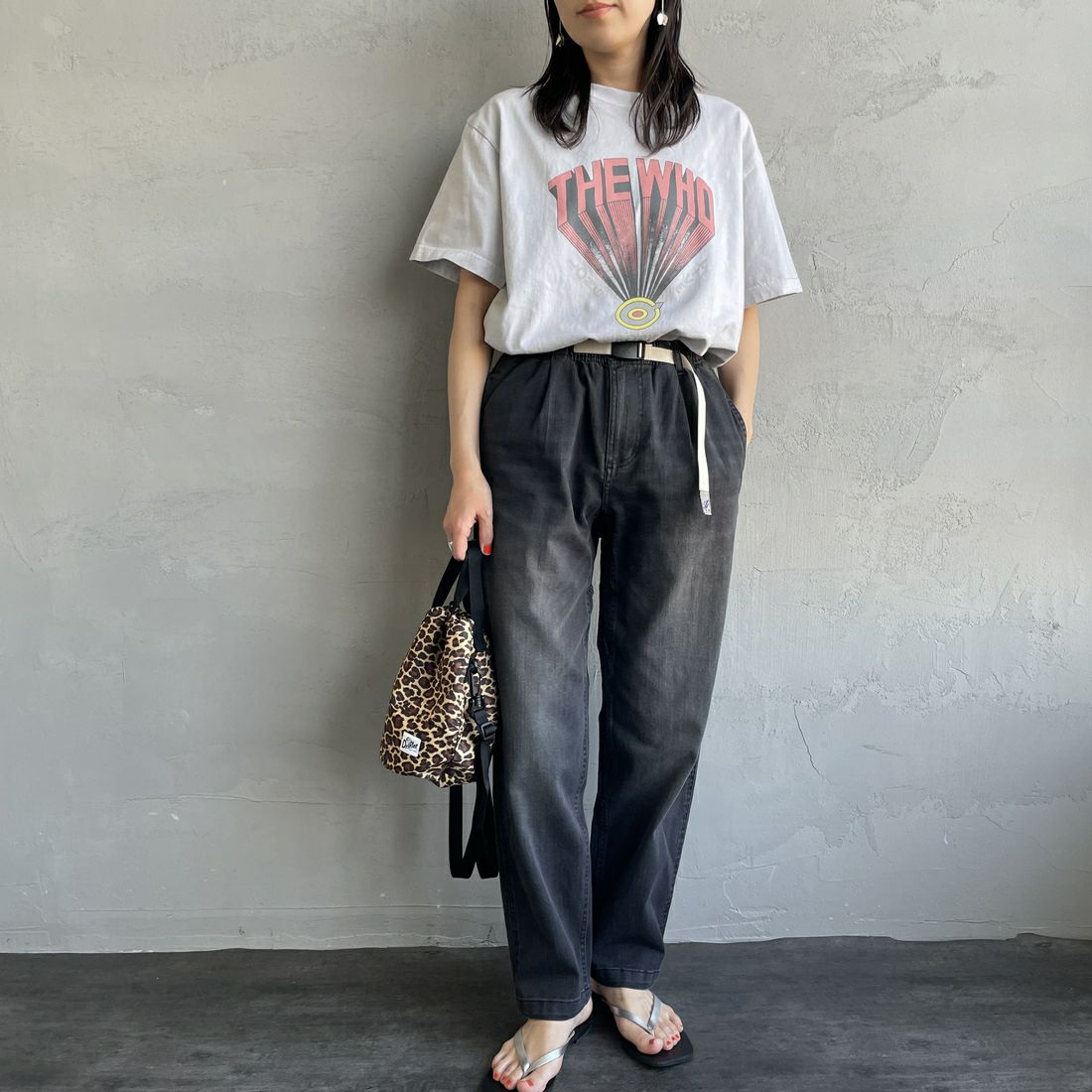 GRAMiCCi [グラミチ] 別注 エブリデイ ストレッチデニムパンツ [GUP5-S2051-JF] BLACK USED &&モデル身長：160cm 着用サイズ：S&&