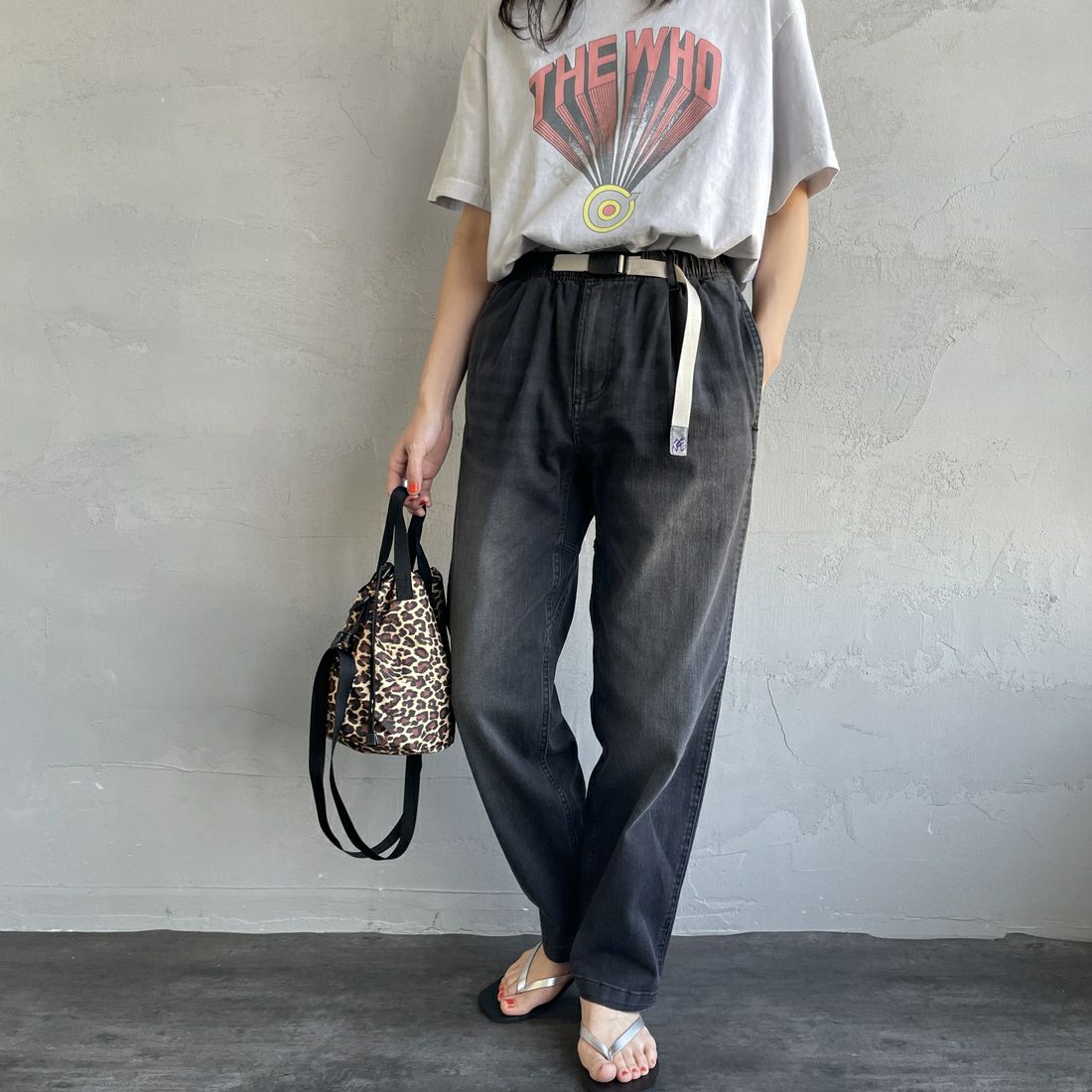 GRAMiCCi [グラミチ] 別注 エブリデイ ストレッチデニムパンツ [GUP5-S2051-JF] BLACK USED &&モデル身長：160cm 着用サイズ：S&&