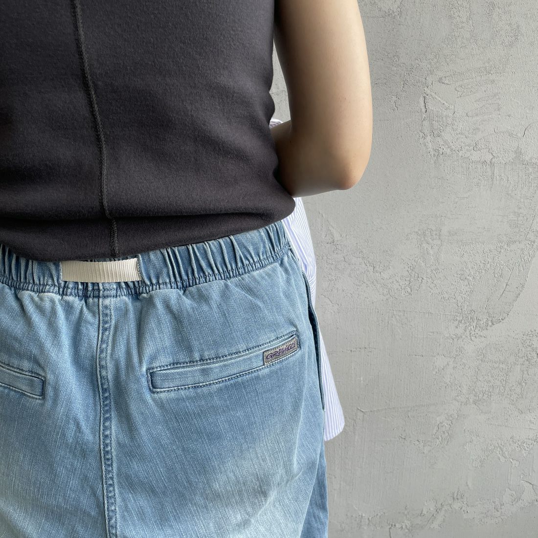 GRAMiCCi [グラミチ] 別注 エブリデイ ストレッチデニムパンツ [GUP5-S2051-JF] M.USED &&モデル身長：158cm 着用サイズ：S&&