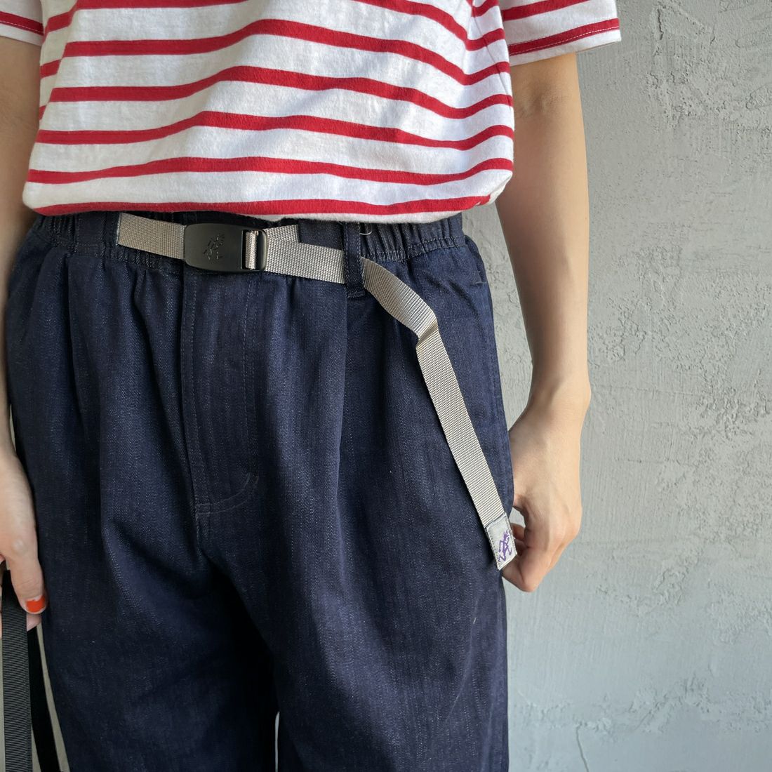 GRAMiCCi [グラミチ] 別注 エブリデイ ストレッチデニムパンツ [GUP5-S2051-JF] ONE WASH &&モデル身長：160cm 着用サイズ：S&&