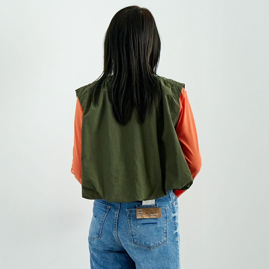 Jf Ready Made [ジェイエフレディメイド] バルーンジップベスト [293-33208] ｶｰｷ &&モデル身長：167cm 着用サイズ：F&&
