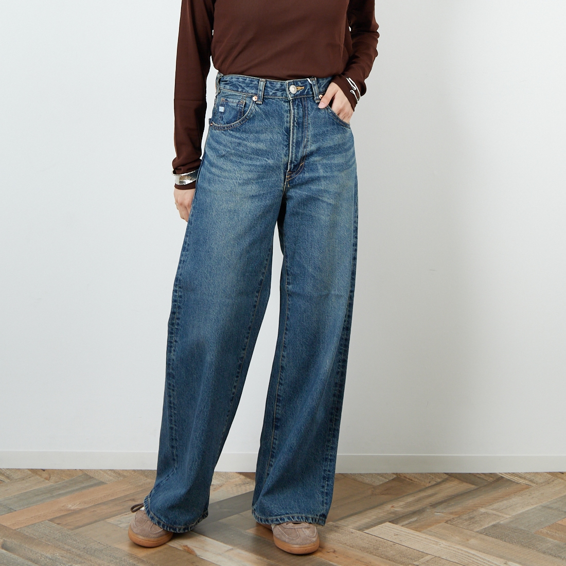 40 MID BLU&&モデル身長：160cm 着用サイズ：S&&