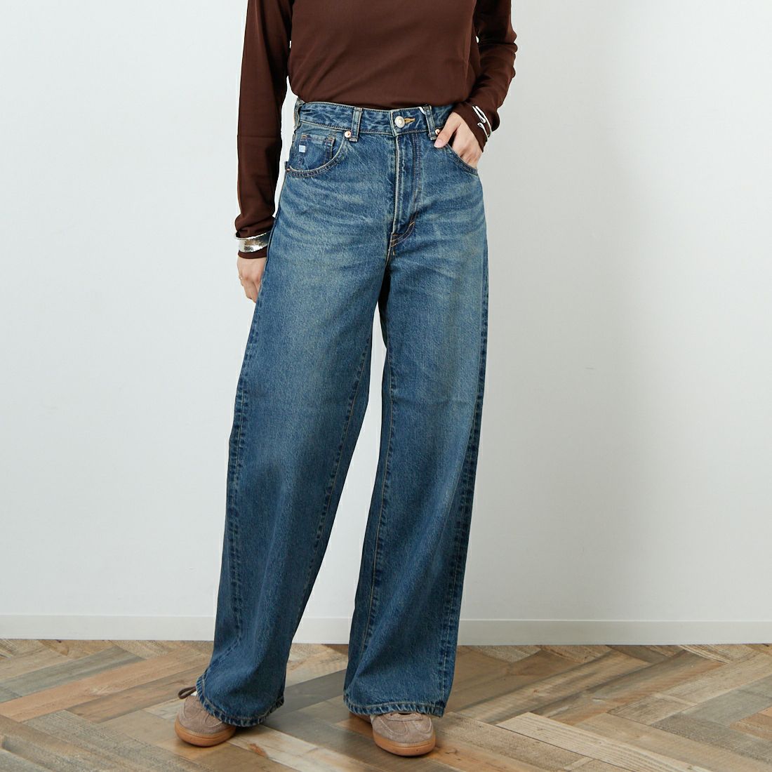 40 MID BLU&&モデル身長：160cm 着用サイズ：S&&