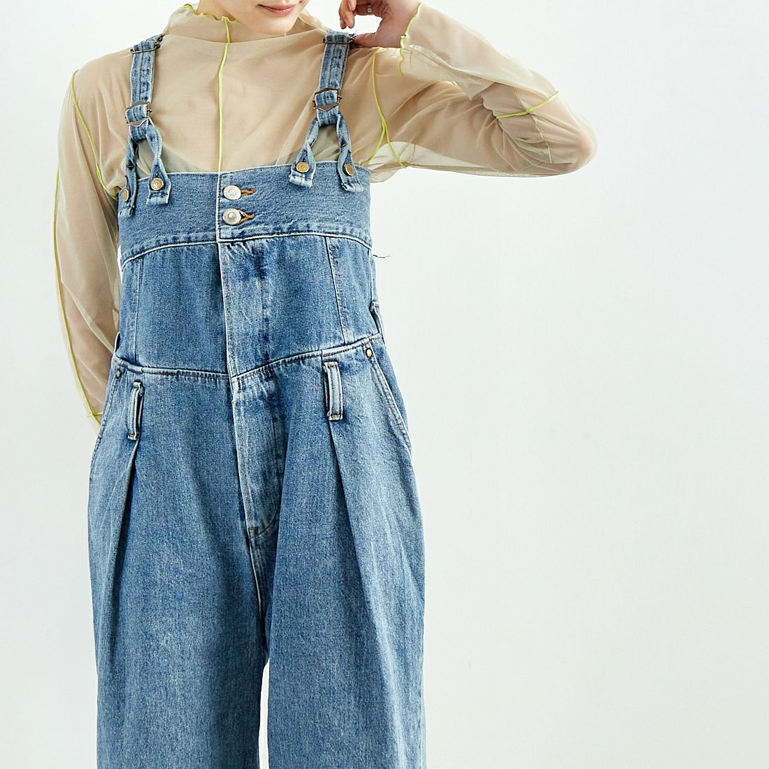 SOMETHING [サムシング] レースアップサロペット [SA1903] 94 L.BLUE