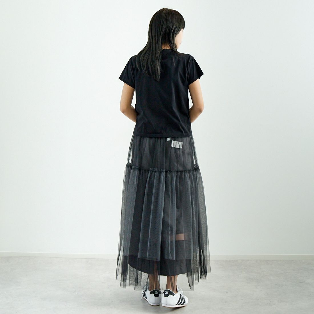 MM6 Maison Margiela [エムエムシックス メゾン マルジェラ] ショートスリーブフリンジTシャツ [S52GC0332-M20048] 900 BLACK &&モデル身長：167cm 着用サイズ：S&&