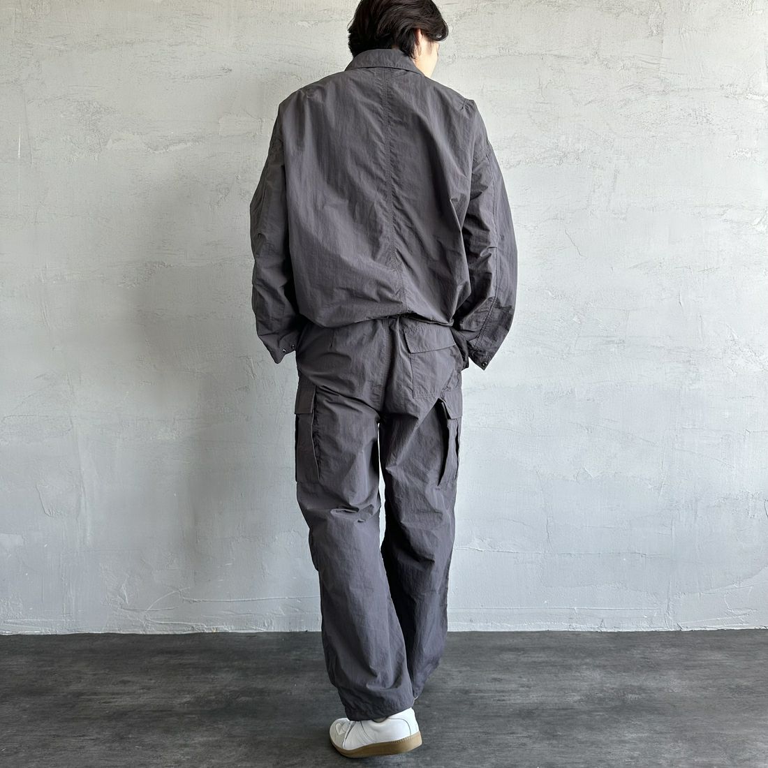 Jeans Factory Clothes [ジーンズファクトリークローズ] ウォッシャブルナイロンM-51カーゴパンツ [JFC-252-014] BLACK &&モデル身長：179cm 着用サイズ：L&&