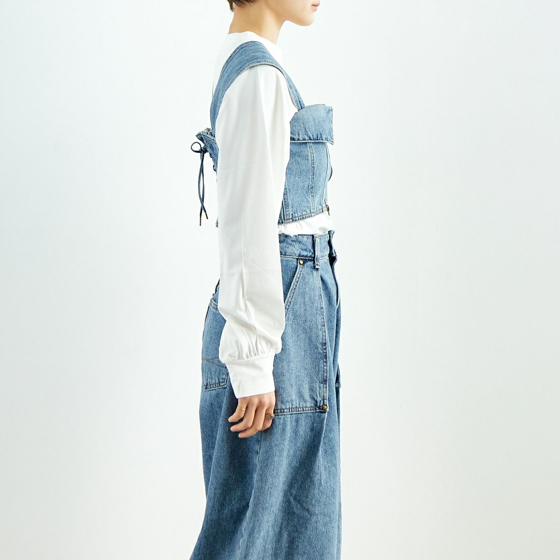 SOMETHING [サムシング] マルチウェイビスチェ [SAT003] 94 L.BLUE &&モデル身長：160cm 着用サイズ：F&&
