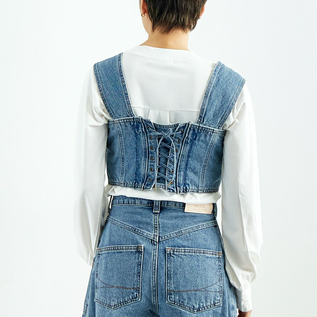 SOMETHING [サムシング] マルチウェイビスチェ [SAT003] 94 L.BLUE &&モデル身長：160cm 着用サイズ：F&&