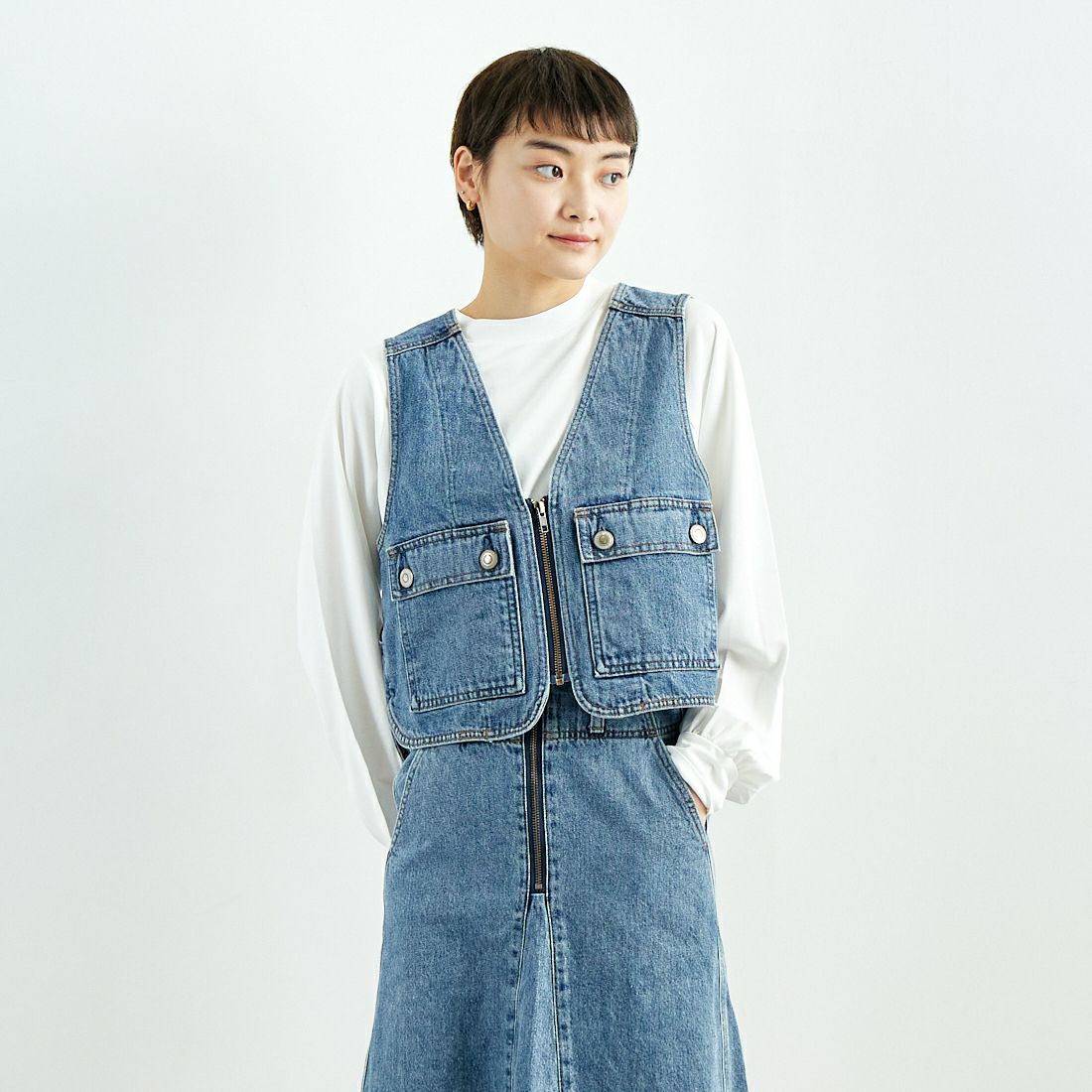94 L.BLUE&&モデル身長：160cm 着用サイズ：S&&