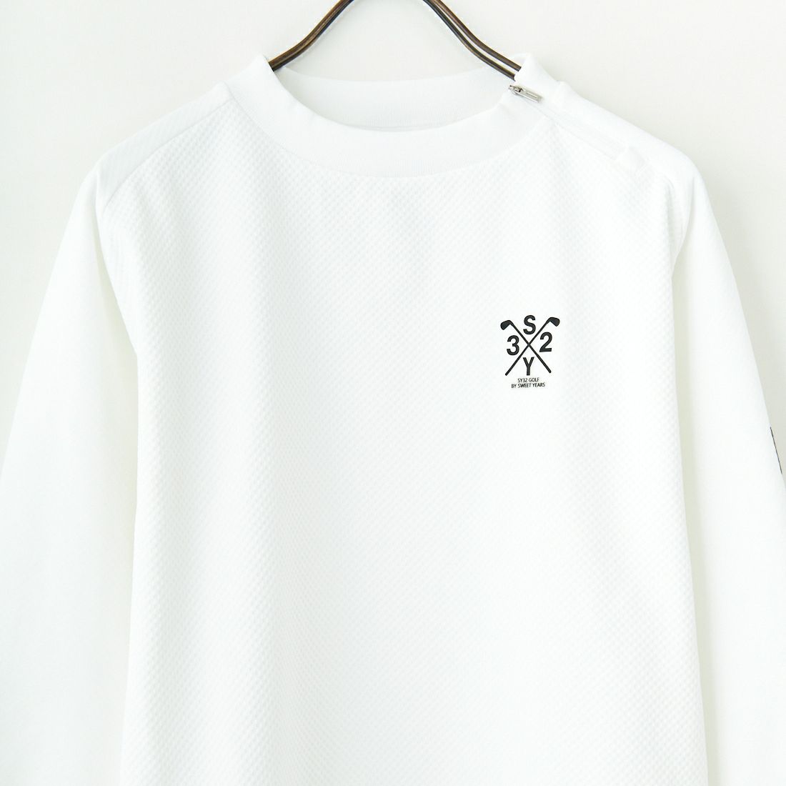 SY32 GOLF [エスワイサーティトゥ ゴルフ] スパイラルニット モックネックTシャツ [SYG-25S003] WHITE