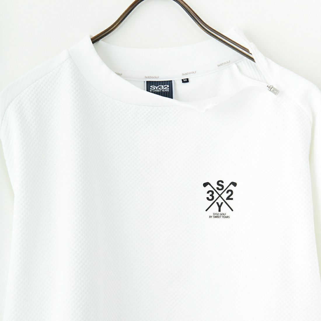 SY32 GOLF [エスワイサーティトゥ ゴルフ] スパイラルニット モックネックTシャツ [SYG-25S003] WHITE