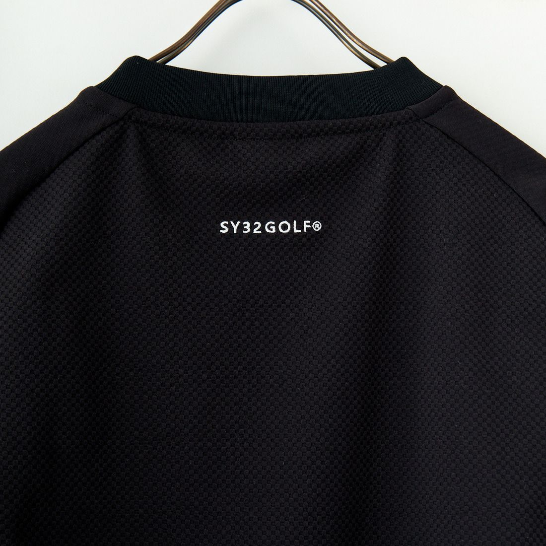 SY32 GOLF [エスワイサーティトゥ ゴルフ] スパイラルニット モックネックTシャツ [SYG-25S003] BLACK
