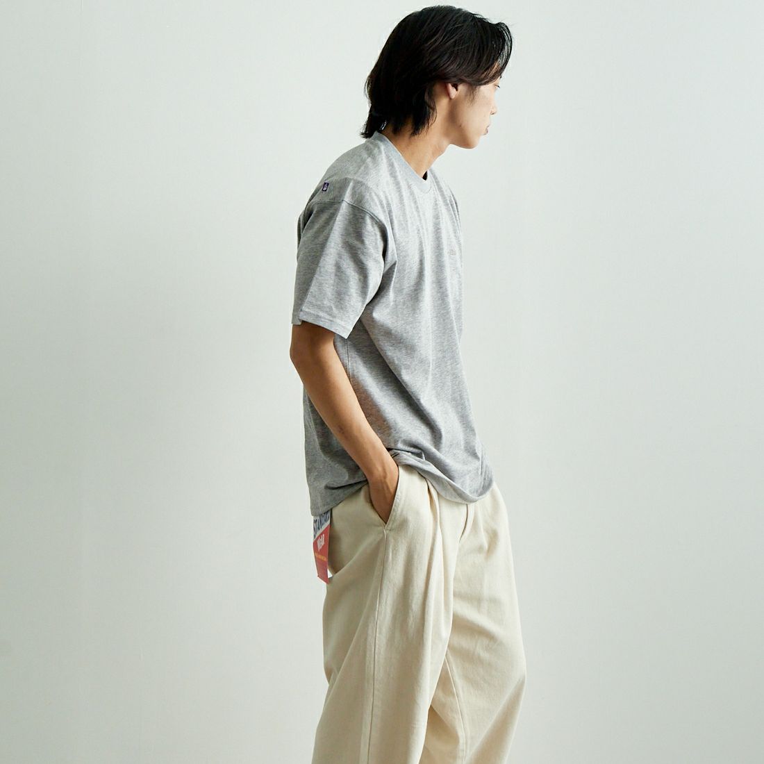 THE NORTH FACE PURPLE LABEL [ザ ノースフェイス パープルレーベル] ショートスリーブフィールドTシャツ [N25SH089] Z MX GRAY &&モデル身長：179cm 着用サイズ：L&&