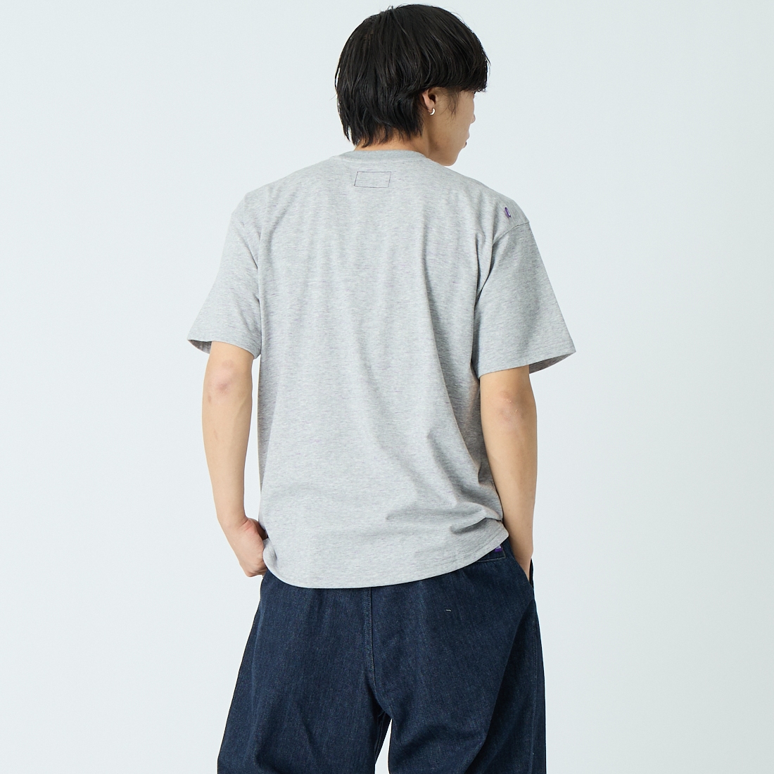THE NORTH FACE PURPLE LABEL [ザ ノースフェイス パープルレーベル] ショートスリーブフィールドTシャツ [N25SH089] Z MX GRAY &&モデル身長：179cm 着用サイズ：L&&
