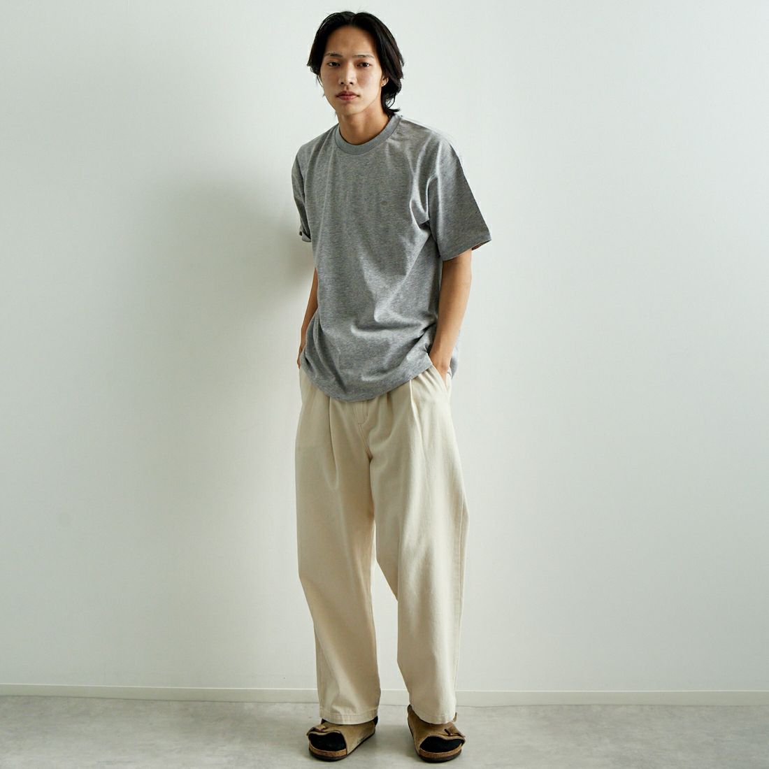 THE NORTH FACE PURPLE LABEL [ザ ノースフェイス パープルレーベル] ショートスリーブフィールドTシャツ [N25SH089] Z MX GRAY &&モデル身長：179cm 着用サイズ：L&&