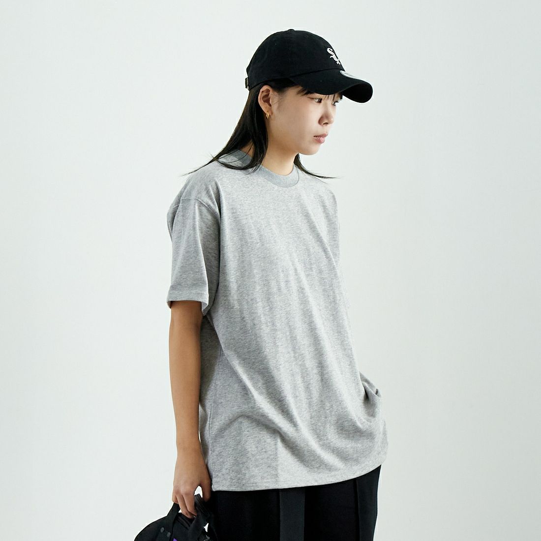 THE NORTH FACE PURPLE LABEL [ザ ノースフェイス パープルレーベル] ショートスリーブフィールドTシャツ [N25SH089] Z MX GRAY &&モデル身長：167cm 着用サイズ：S&&