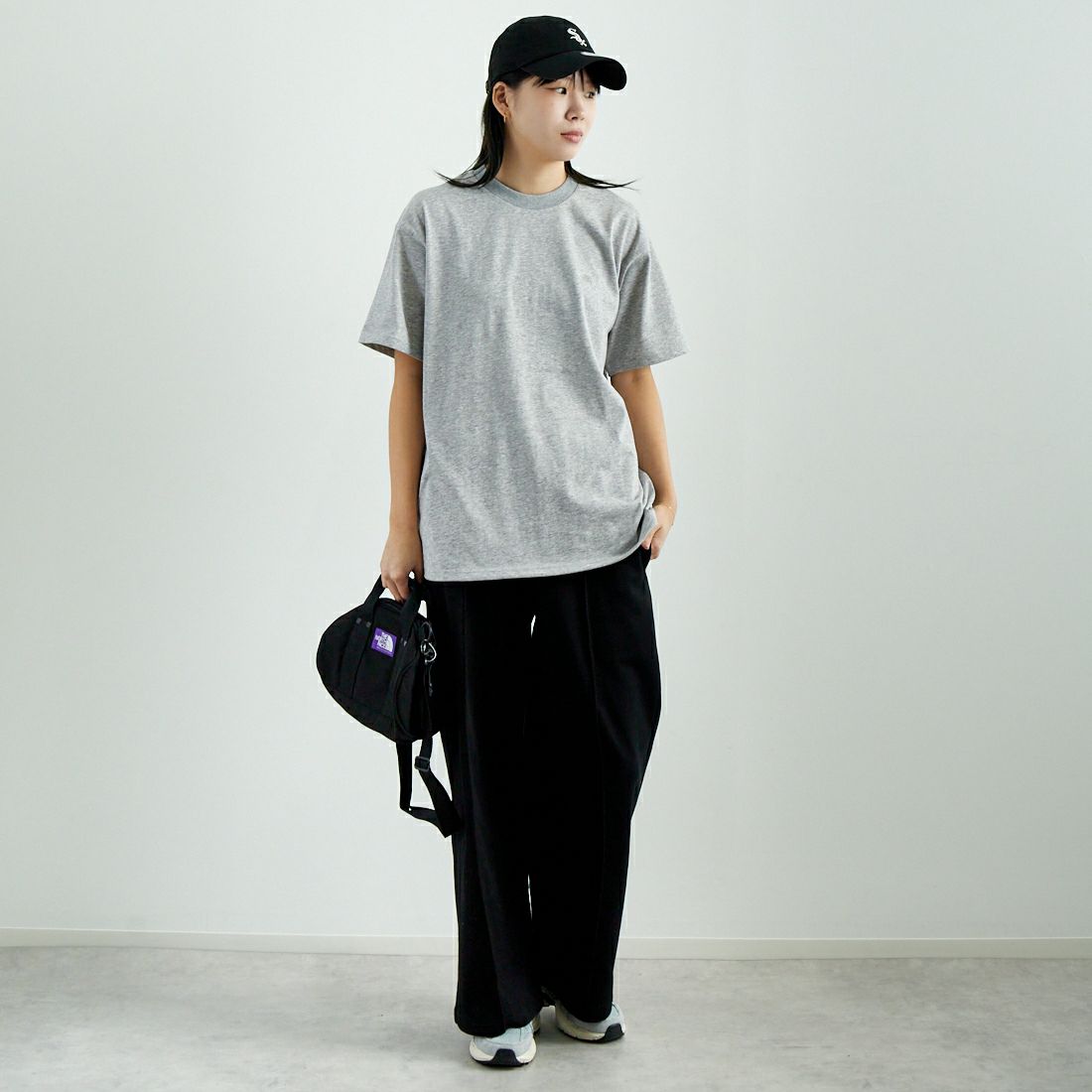 THE NORTH FACE PURPLE LABEL [ザ ノースフェイス パープルレーベル] ショートスリーブフィールドTシャツ [N25SH089] Z MX GRAY &&モデル身長：167cm 着用サイズ：S&&
