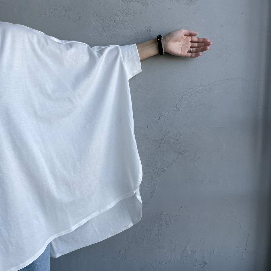 mizuiro ind [ミズイロインド] 別注 ワイドシルエット コクーンTシャツ [50041-JF] OFF WHITE
