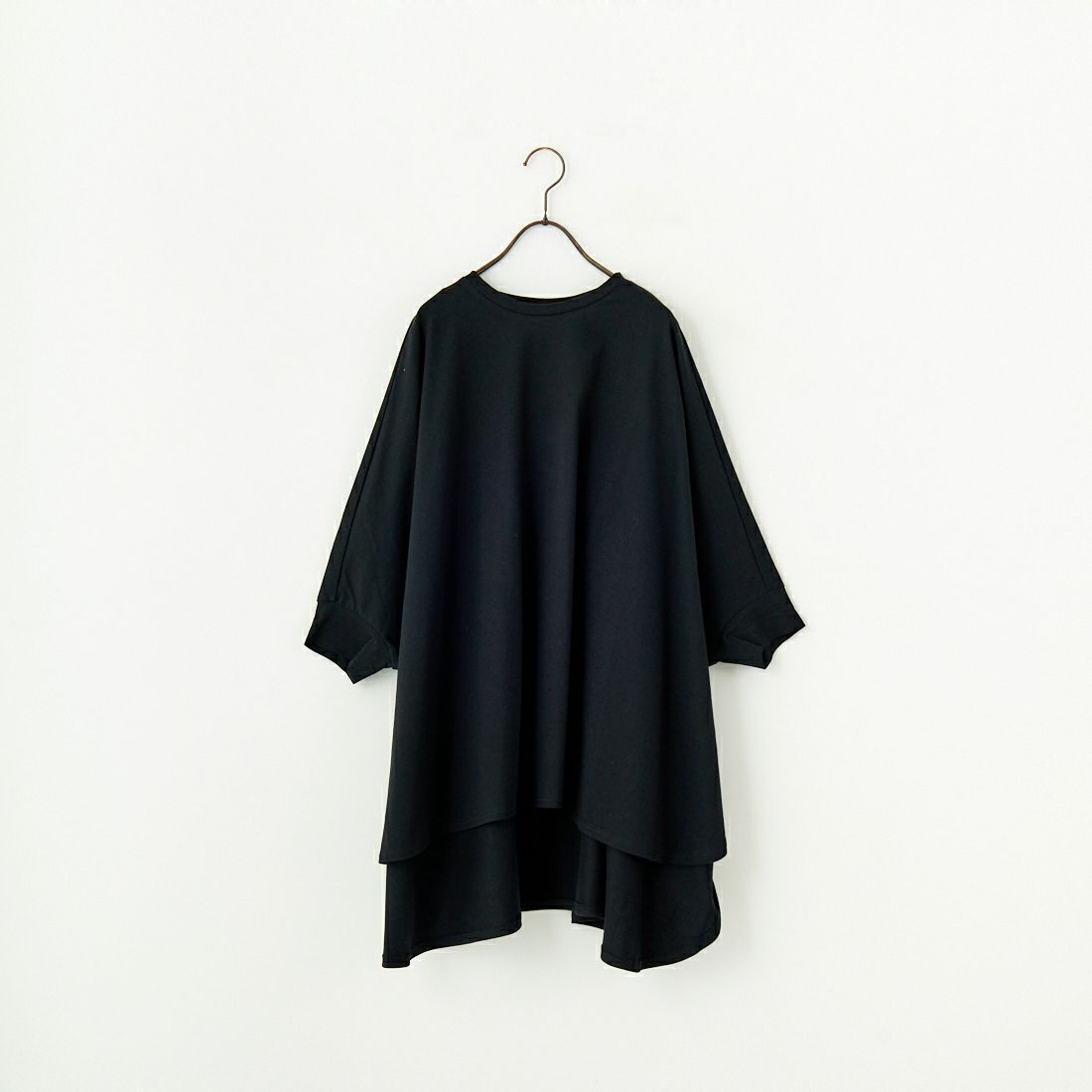 mizuiro ind [ミズイロインド] 別注 ワイドシルエット コクーンTシャツ [50041-JF] BLACK