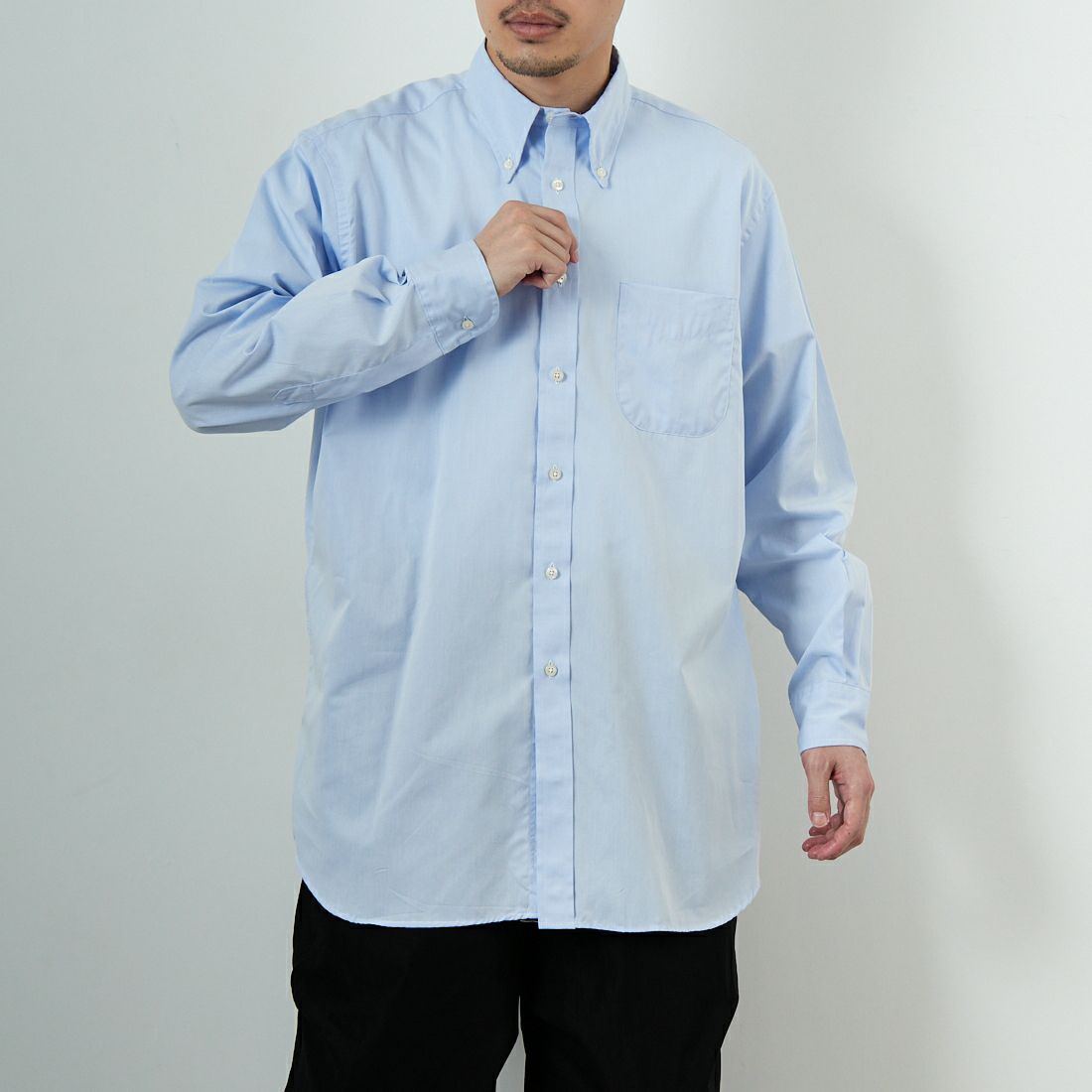 INDIVIDUALIZED SHIRTS [インディビジュアライズド シャツ] 別注 ボタンダウンシャツ [IDS2000001-JF] I21BTO-D &&モデル身長：168cm 着用サイズ：16&&