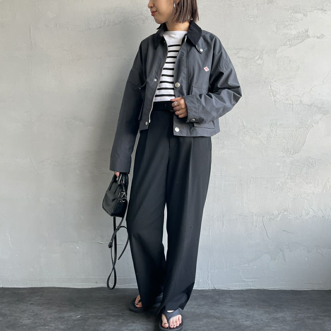 DANTON [ダントン] ナイロンショートジャケット [DT-A0645NTF] CHARCOAL &&モデル身長：159cm 着用サイズ：38&&