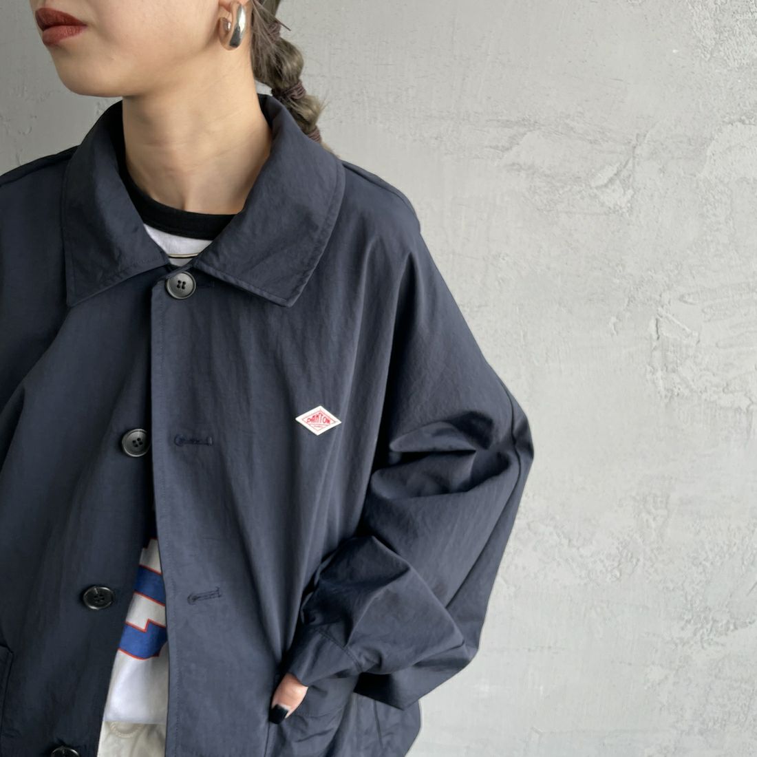 DANTON [ダントン] ドルマンスリーブジャケット [DT-A0652TNY] NAVY &&モデル身長：150cm 着用サイズ：36&&