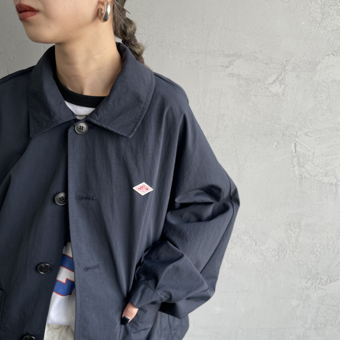 DANTON [ダントン] ドルマンスリーブジャケット [DT-A0652TNY] NAVY &&モデル身長：150cm 着用サイズ：36&&