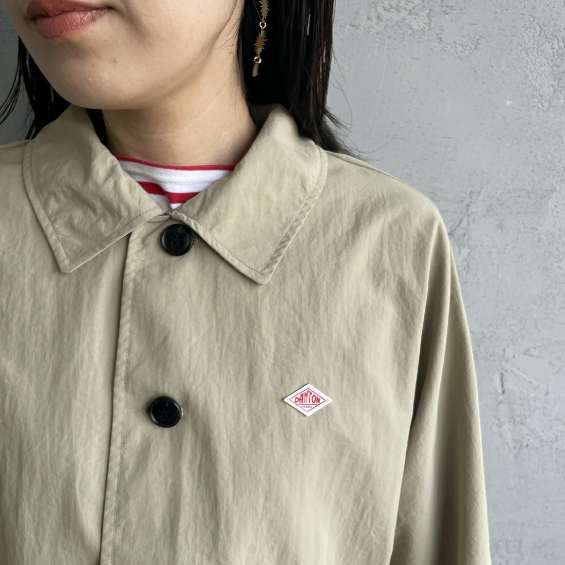 DANTON [ダントン] ドルマンスリーブジャケット [DT-A0652TNY] BEIGE &&モデル身長：160cm 着用サイズ：36&&