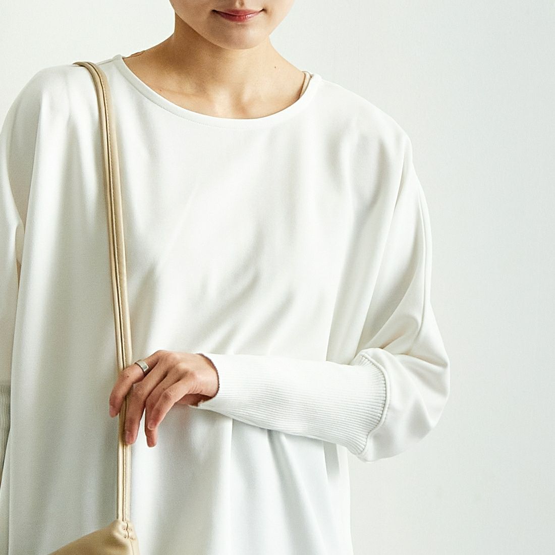 DIGNITE COLLIER [ディニテコリエ] ドルマンジョーゼット ドッキングプルオーバー [80990223] 030 ﾎﾜｲﾄ