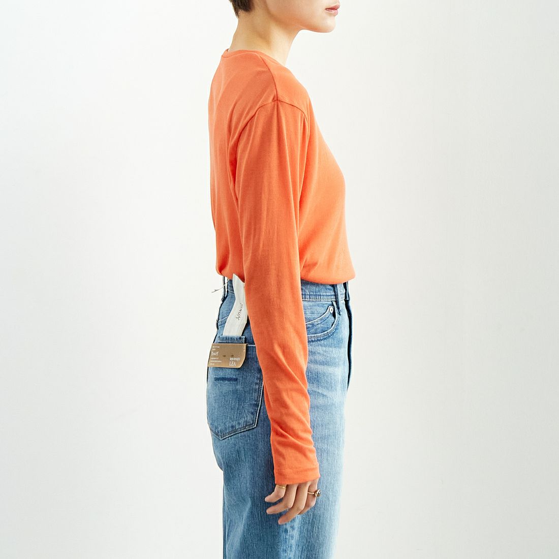 Jeans Factory Clothes [ジーンズファクトリークローズ] インナーシアーTシャツ [21254063] 020 ｵﾚﾝｼﾞ &&モデル身長：160cm 着用サイズ：F&&