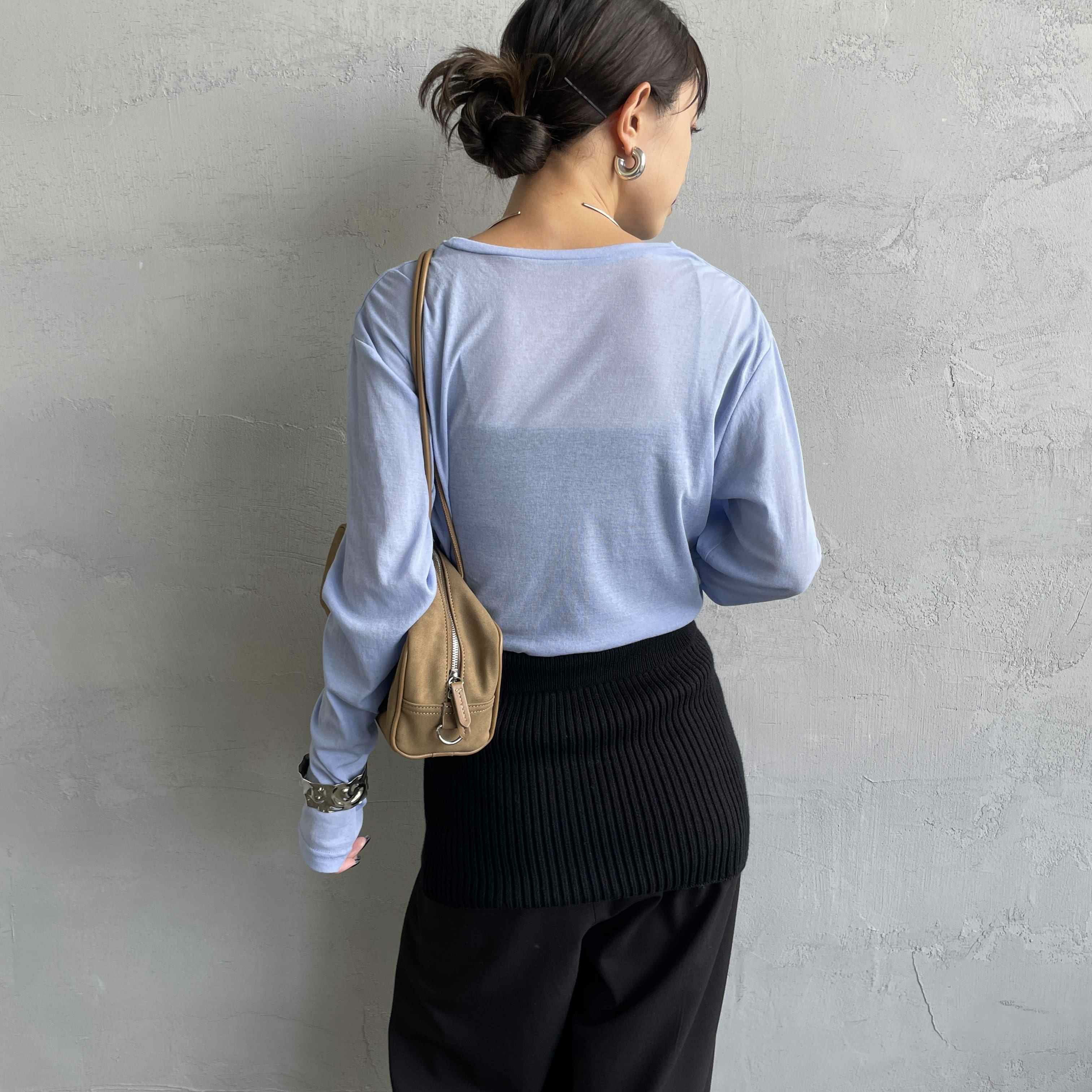 Jeans Factory Clothes [ジーンズファクトリークローズ] インナーシアーTシャツ [21254063] ﾗｲﾄﾌﾞﾙｰ &&モデル身長：150cm 着用サイズ：F&&