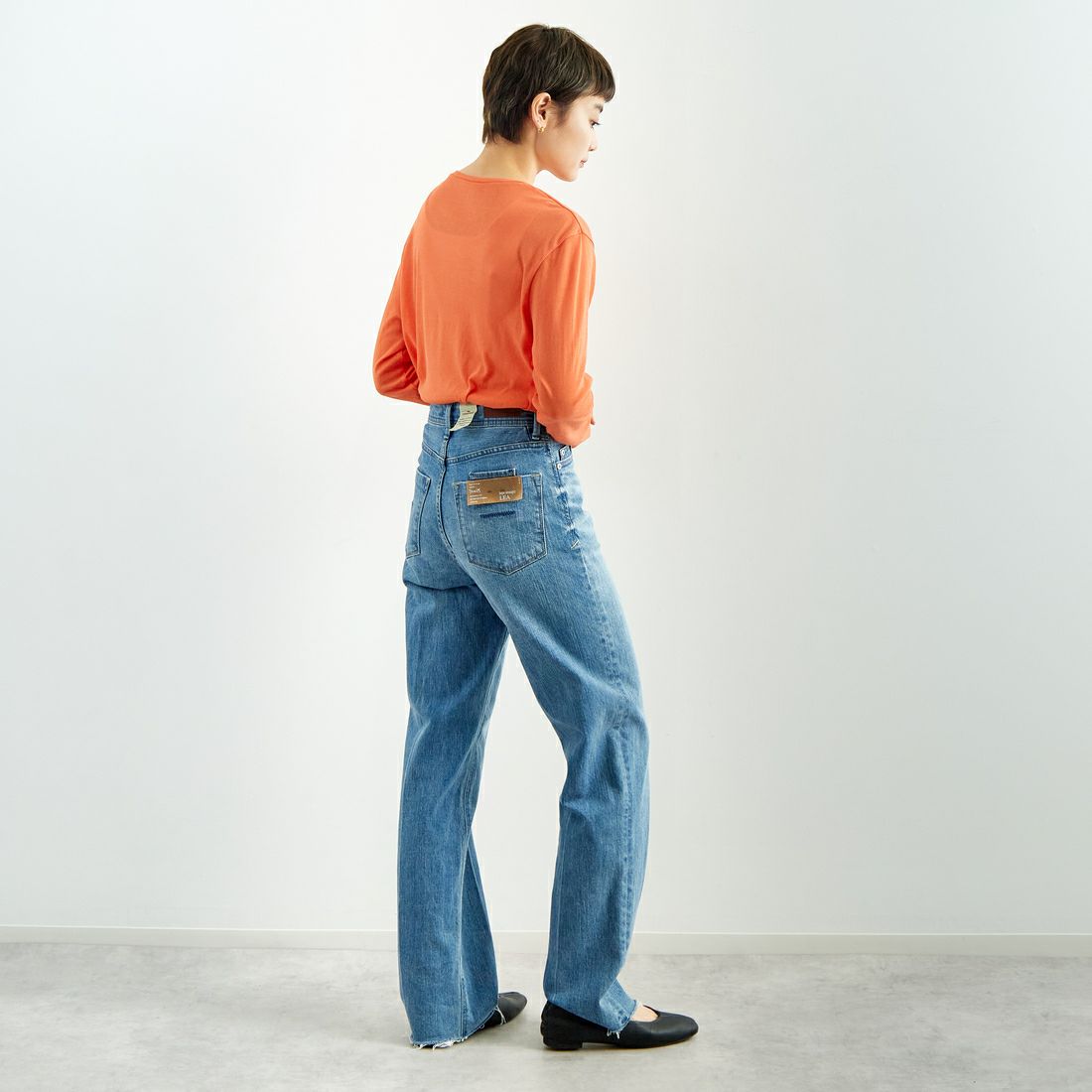 Jeans Factory Clothes [ジーンズファクトリークローズ] インナーシアーTシャツ [21254063] 020 ｵﾚﾝｼﾞ &&モデル身長：160cm 着用サイズ：F&&