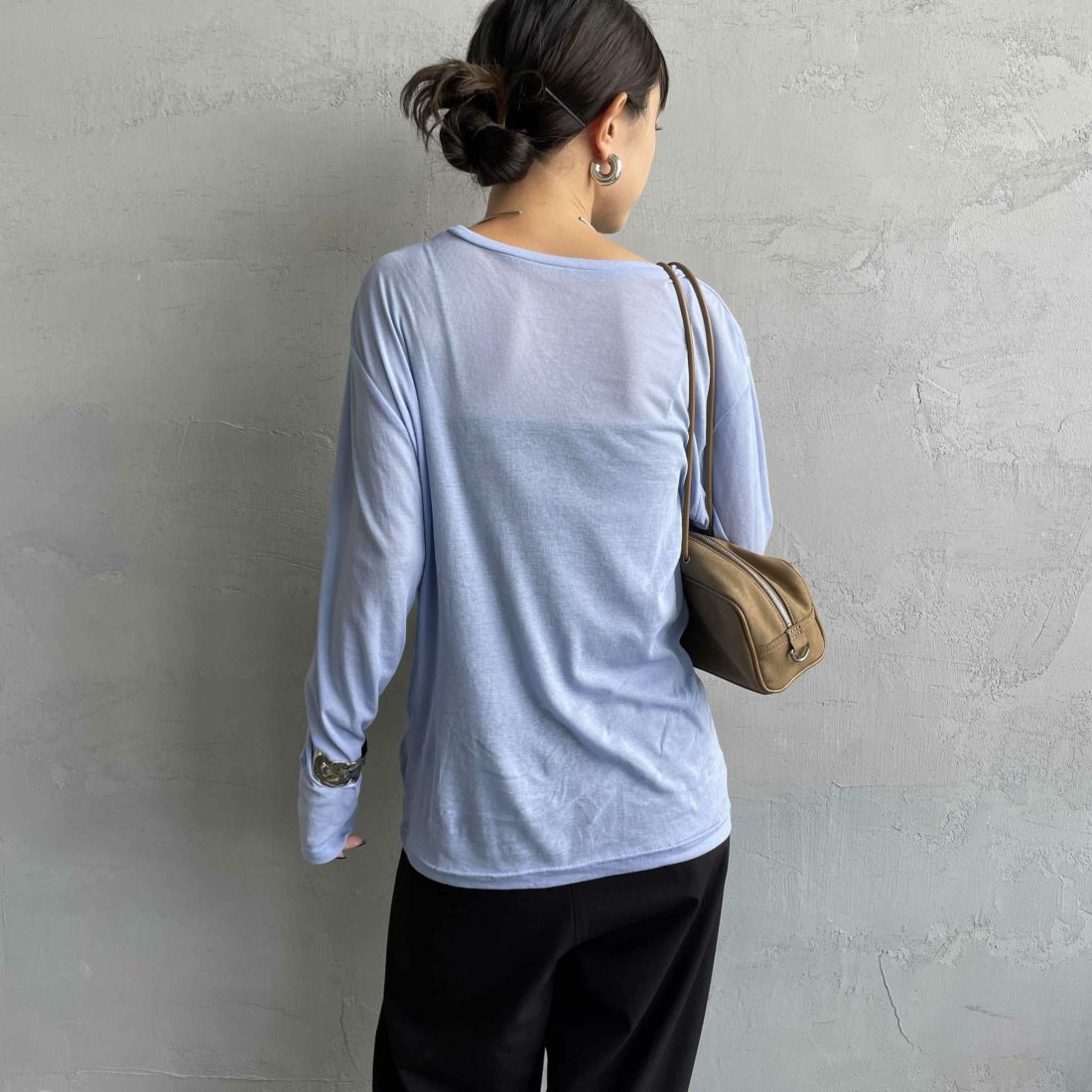 Jeans Factory Clothes [ジーンズファクトリークローズ] インナーシアーTシャツ [21254063] ﾗｲﾄﾌﾞﾙｰ &&モデル身長：150cm 着用サイズ：F&&