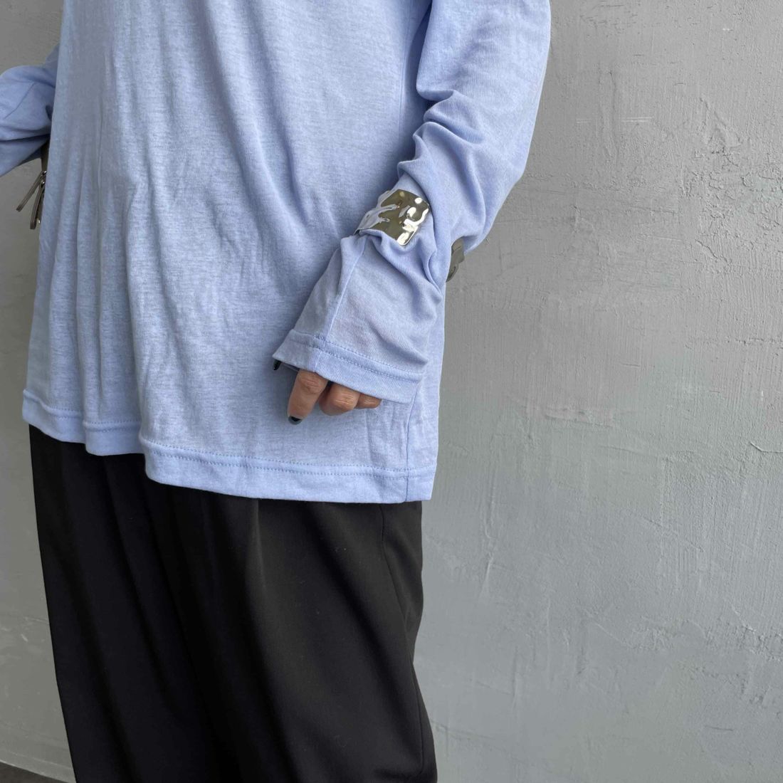 Jeans Factory Clothes [ジーンズファクトリークローズ] インナーシアーTシャツ [21254063] ﾗｲﾄﾌﾞﾙｰ &&モデル身長：150cm 着用サイズ：F&&