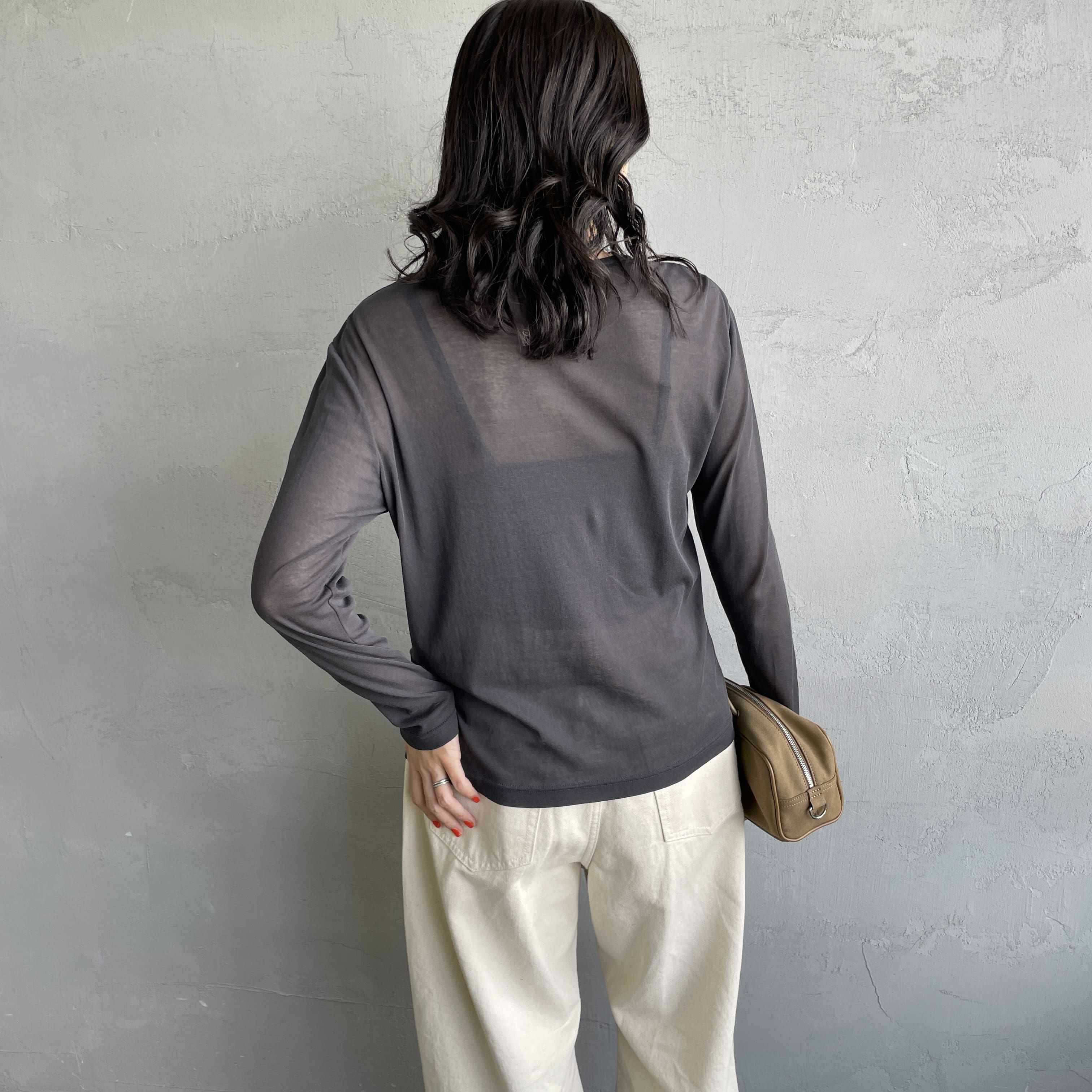 Jeans Factory Clothes [ジーンズファクトリークローズ] インナーシアーTシャツ [21254063] ﾁｬｺｰﾙ &&モデル身長：160cm 着用サイズ：F&&