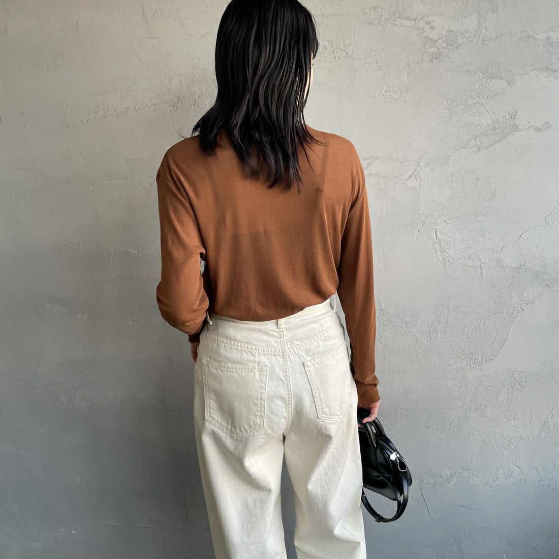 Jeans Factory Clothes [ジーンズファクトリークローズ] インナーシアーTシャツ [21254063] 036 ﾌﾞﾗｳﾝ &&モデル身長：160cm 着用サイズ：F&&