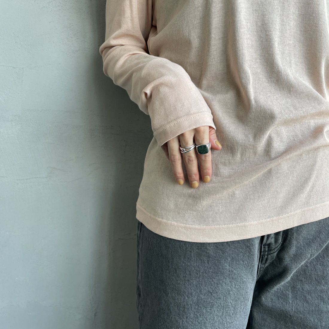 Jeans Factory Clothes [ジーンズファクトリークローズ] インナーシアーTシャツ [21254063] 013 ﾋﾟﾝｸ &&モデル身長：158cm 着用サイズ：F&& &&モデル身長：158cm 着用サイズ：F&&